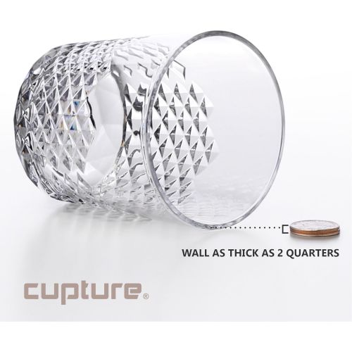 Cupture Diamond Plastic Tumblers BPA Free, 24 oz/14 oz, 8-Pack (Clear)