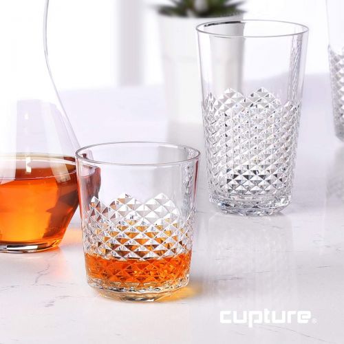  Cupture Diamond Plastic Tumblers BPA Free, 24 oz/14 oz, 8-Pack (Clear)