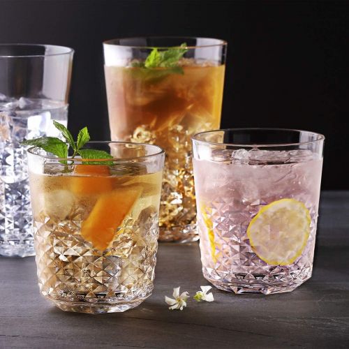  Cupture Diamond Plastic Tumblers BPA Free, 24 oz/14 oz, 8-Pack (Clear)