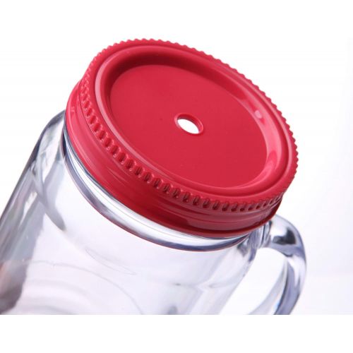 [아마존베스트]Cupture Double Wall Insulated Plastic Mason Jar Tumbler Mug with Striped Straws - 20 oz, 3 Pack