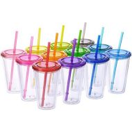 [아마존베스트]Cupture 12 Insulated Double Wall Tumbler Cup with Lid, Reusable Straw & Hello Name Tags, 16 oz, Assorted Colors