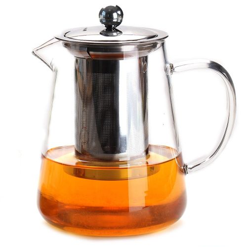  Cupwind Glass Teapot with Removable Stainless Steel Infuser & Lid, Blooming and Loose Leaf Tea Pot,Stovetop Safe Tea Pot and Tea Strainer 40 Ounce/ 1200 ml