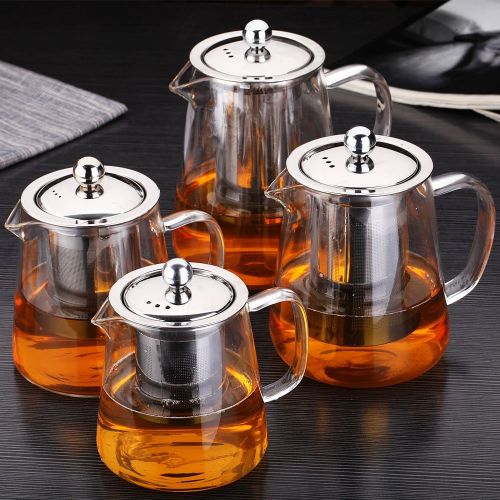  Cupwind Glass Teapot with Removable Stainless Steel Infuser & Lid, Blooming and Loose Leaf Tea Pot,Stovetop Safe Tea Pot and Tea Strainer 40 Ounce/ 1200 ml