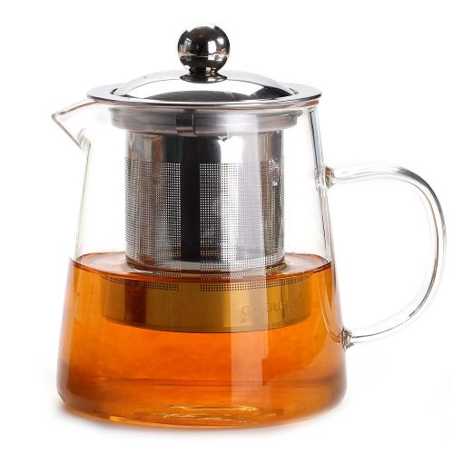  Cupwind Glass Teapot with Removable Stainless Steel Infuser & Lid, Blooming and Loose Leaf Tea Pot,Stovetop Safe Tea Pot and Tea Strainer 18 Ounce / 550 ml