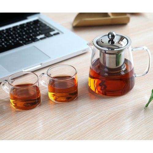  Cupwind Glass Teapot with Removable Stainless Steel Infuser & Lid, Blooming and Loose Leaf Tea Pot,Stovetop Safe Tea Pot and Tea Strainer 18 Ounce / 550 ml