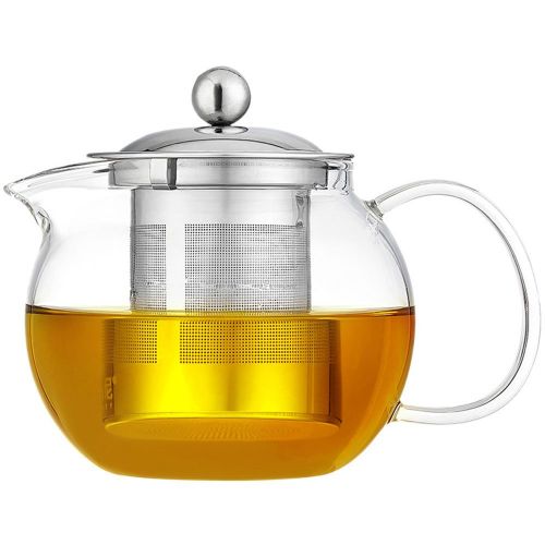  Cupwind Borosilicate Glass Teapot with Removable Stainless Steel Infuser & Lid, 44 Ounce/ 1300 ml Blooming and Loose Leaf Tea Pot and Tea Strainer Stovetop Safe