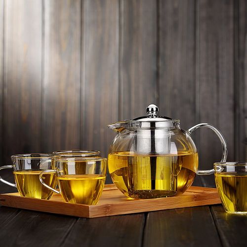  Cupwind Borosilicate Glass Teapot with Removable Stainless Steel Infuser & Lid, 44 Ounce/ 1300 ml Blooming and Loose Leaf Tea Pot and Tea Strainer Stovetop Safe