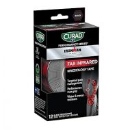 Curad Performance Series Ironman Far Infrared Kinesiology Tape, Black, 2″ x 10″ Strips, 12 Count