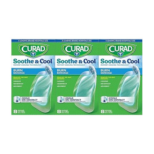  Curad Soothe and Cool Clear Gel Bandages, 8 Count (Pack of 3)