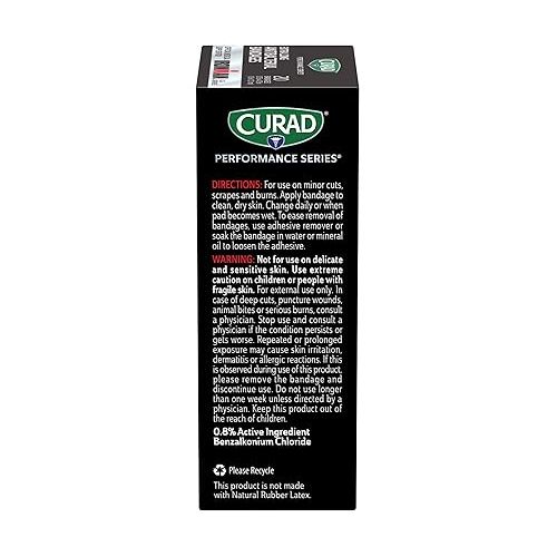  CURAD Performance Series IRONMAN Antibacterial Bandages, Extreme Hold Adhesive Technology, Extra Long Flexible Fabric Bandages for Cuts, Scrapes, & Burns, Assorted Colors, 0.75 x 4.75 inches, 20 Count