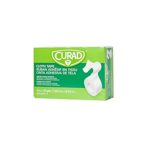  CURAD Cloth Silk Adhesive Medical Tape, 3 Inch x 10 Yard Roll, Box of 4