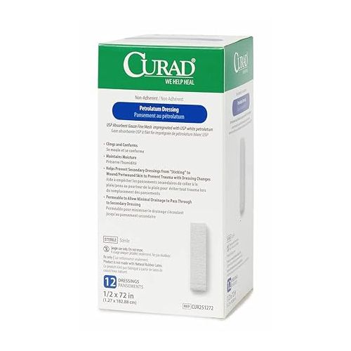  Curad Sterile Latex Free Petrolatum Gauze Dressing, 3