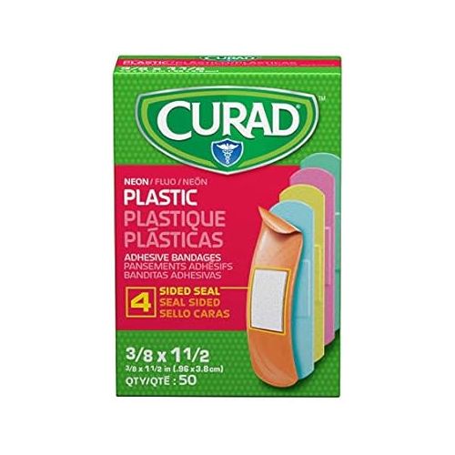  Curad Neon Plastic Adhesive Bandages, Assorted Colors, 3/4