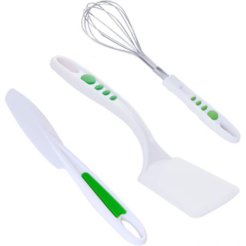  [아마존베스트]Curious Chef Kids Cookware - 3-Piece Baking Set I Real Utensils, Dishwasher Safe, BPA-Free I Stainless Steel Whisk, Frosting Spreader, Cookie Turner