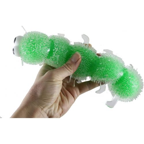  Curious Minds Busy Bags Jumbo Caterpillar Water Bead Filled Squeeze Stress Ball - Sensory, Stress, Fidget Toy (Random Color) (6 Caterpillars - 1 of Each Color)