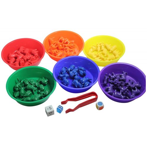  Curious Minds Busy Bags Preschool and Toddler Color and Shape Sorting Set with Sorting Bowls and Colorful Farm Animal Counters - Early Learning Education Toy Busy Bag Activity