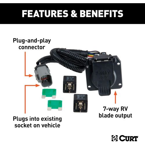  Curt Manufacturing CURT 55243 Vehicle-Side Custom RV Blade 7-Pin Trailer Wiring Harness for Select Ford F-250, F-350, F-450, F-550