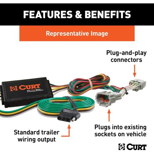  Curt Manufacturing CURT 56208 Vehicle-Side Custom 4-Pin Trailer Wiring Harness for Select Jeep Cherokee