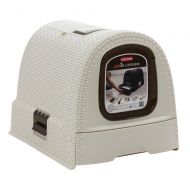 Curver Petlife Style- Hooded Litter Box- Scoop + Filter- Creme-White, Large
