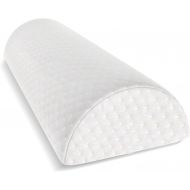 [아마존 핫딜] [아마존핫딜]Cushy Form Half Moon Bolster Pillow - Knee Pillow for Back Pain Relief - Best Support for Sleeping on Side, Stomach or Back - 100% Memory Foam Semi Roll Leg Pillow with Washable Cover (XL, Wh