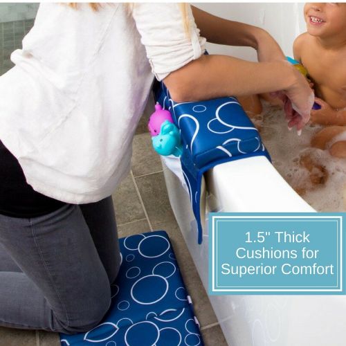  [아마존베스트]Cushybaby Bath Kneeler and Elbow Rest Pad Set - Thick, Non-Slip, Kneeling Mats Cushion and Protect Arms and Knees So You Can Bathe Your Baby in Comfort! Enjoy Tub Time as Much as Y