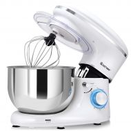 Cusimax COSTWAY Stand Mixer, 6.3-Qt 660W 6-Speed Electric Mixer with Stainless Steel Bowl, Tilt-Head Food Mixer with Dough Hook, Beater, Whisk (White)