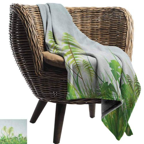  Custom&blanket Rainforest Flannel Blanket,Graphic Plant Landscape at Summertime Natural Grassland Garden Field Theme Print Microfiber All Season Blanket for Bed or Couch Multicolor,30 Wx50 L Gree