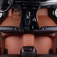 Custom Car floor mat Front & Rear Liner 8 Colors with Gold Lines for Lexus NX200t 2015-2017(Brown)