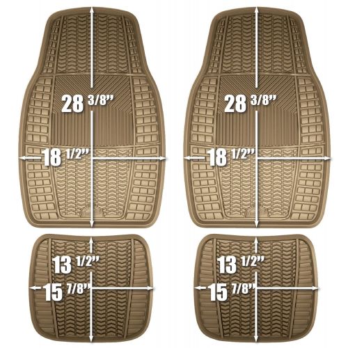  Custom Accessories Armor All 78848 Tan Rubber Interior Floor Mat, 4 Piece