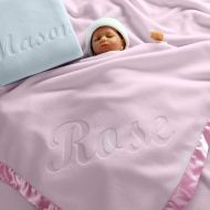 Custom Catch Large Personalized Baby Blanket (Pink) - 36x36 Inch, Satin Trim, Fleece