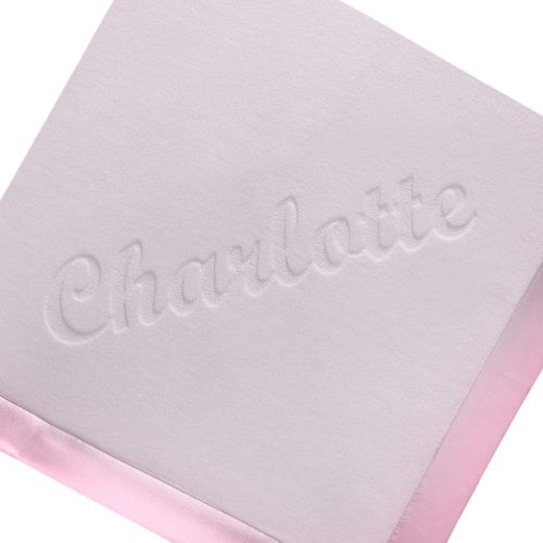  Custom Catch Large Personalized Baby Blanket (Pink) - 36x36 Inch, Satin Trim, Fleece