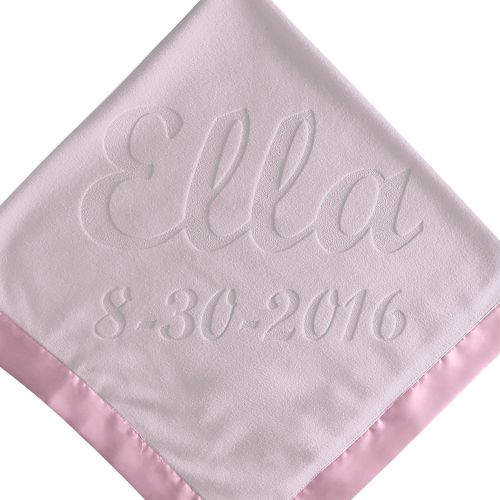  Custom Catch Large Personalized Baby Blanket (Pink) - 36x36 Inch, Satin Trim, Fleece