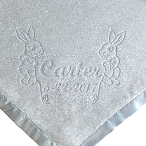  Custom Catch Large Personalized Baby Blanket (Pink) - 36x36 Inch, Satin Trim, Fleece