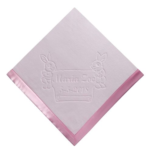  Custom Catch Large Personalized Baby Blanket (Pink) - 36x36 Inch, Satin Trim, Fleece