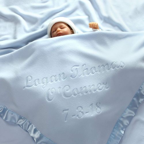  Custom Catch Large Personalized Baby Blanket (Pink) - 36x36 Inch, Satin Trim, Fleece