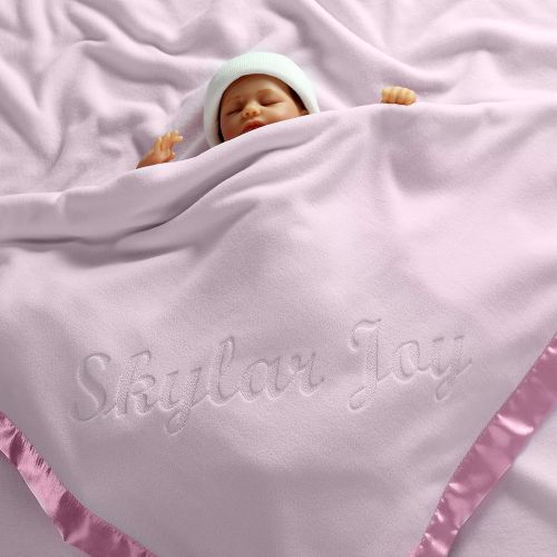  Custom Catch Large Personalized Baby Blanket (Pink) - 36x36 Inch, Satin Trim, Fleece