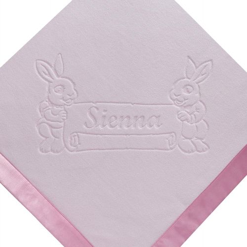  Custom Catch Large Personalized Baby Blanket (Pink) - 36x36 Inch, Satin Trim, Fleece