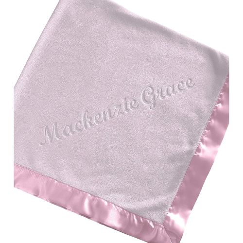  Custom Catch Large Personalized Baby Blanket (Pink) - 36x36 Inch, Satin Trim, Fleece