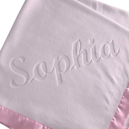  Custom Catch Large Personalized Baby Blanket (Pink) - 36x36 Inch, Satin Trim, Fleece