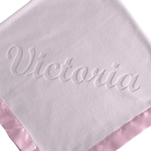  Custom Catch Large Personalized Baby Blanket (Pink) - 36x36 Inch, Satin Trim, Fleece