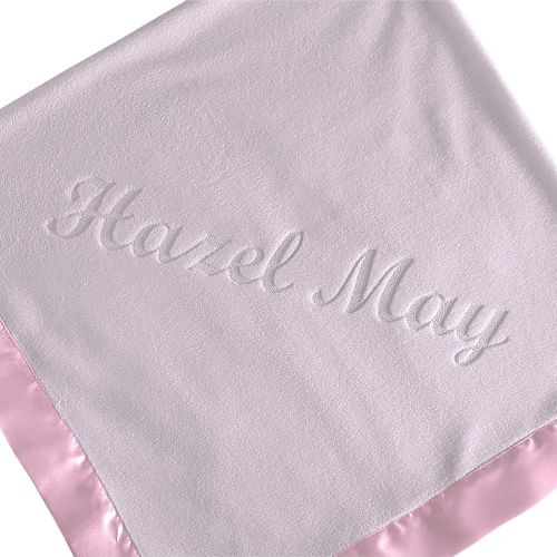  Custom Catch Large Personalized Baby Blanket (Pink) - 36x36 Inch, Satin Trim, Fleece