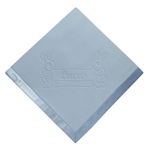  Custom Catch Personalized Baby Blankets (Blue), Large 36x36 Inch, Wide Satin Trim, 200 GSM Fleece