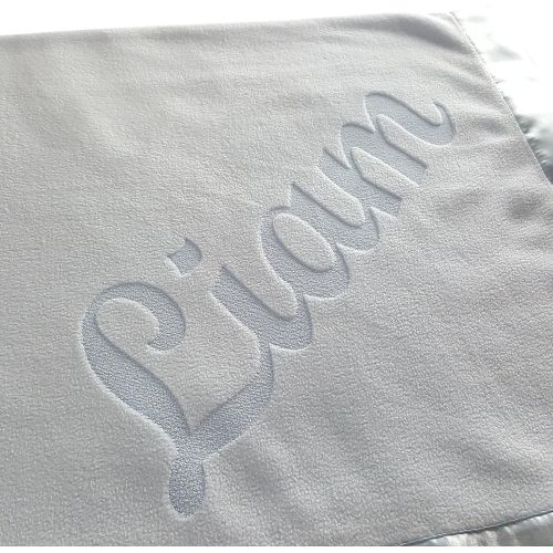  Custom Catch Personalized Baby Blankets (Blue), Large 36x36 Inch, Wide Satin Trim, 200 GSM Fleece