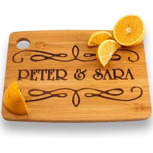  Custom Catch Personalized Cutting Board Wedding Gift - Durable Bamboo (Scroll)