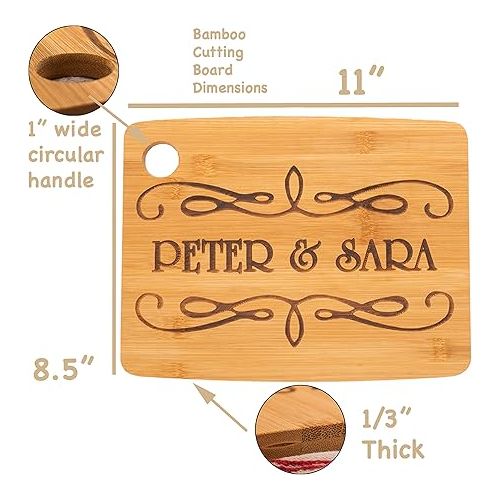  Custom Catch Personalized Cutting Board Wedding Gift - Durable Bamboo (Scroll)