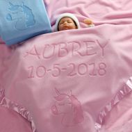 Custom Catch Unicorn Baby Blanket Gifts, Little Girls Personalized Girl Nursery Crib Bedding (2 Lines of Text)