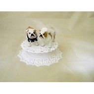 Custom Design Wedding Supplies by Suzanne Wedding Reception Miniature 2 Bull Dogs Bulldog Pet Party Cake Topper
