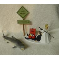 Custom Design Wedding Supplies by Suzanne Wedding Reception Great White Shark Hunter Fishing Fisherman Cake Topper