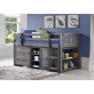 Custom Kids Furniture Grey Twin Loft Beds with Dresser and Bookshelf - Free Storage Pockets