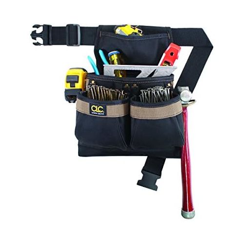  Custom LeatherCraft Framers Nail and Tool Bag with Belt, 5pkt Framers Bag